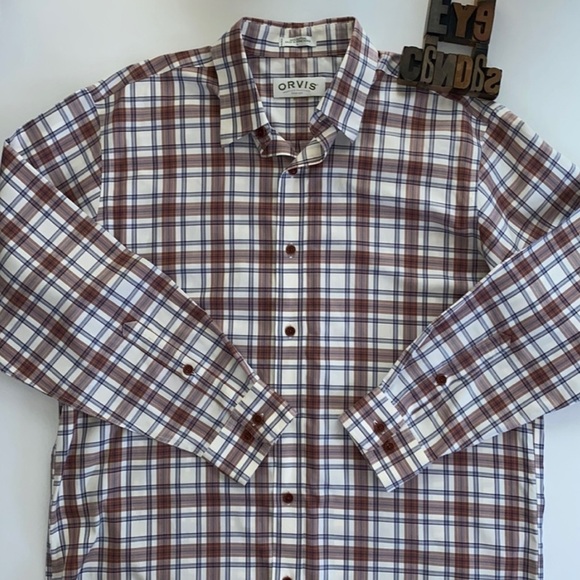 ORVIS Men’s 100% Cotton Plaid Shirt in Autumn Colors - Picture 1 of 8